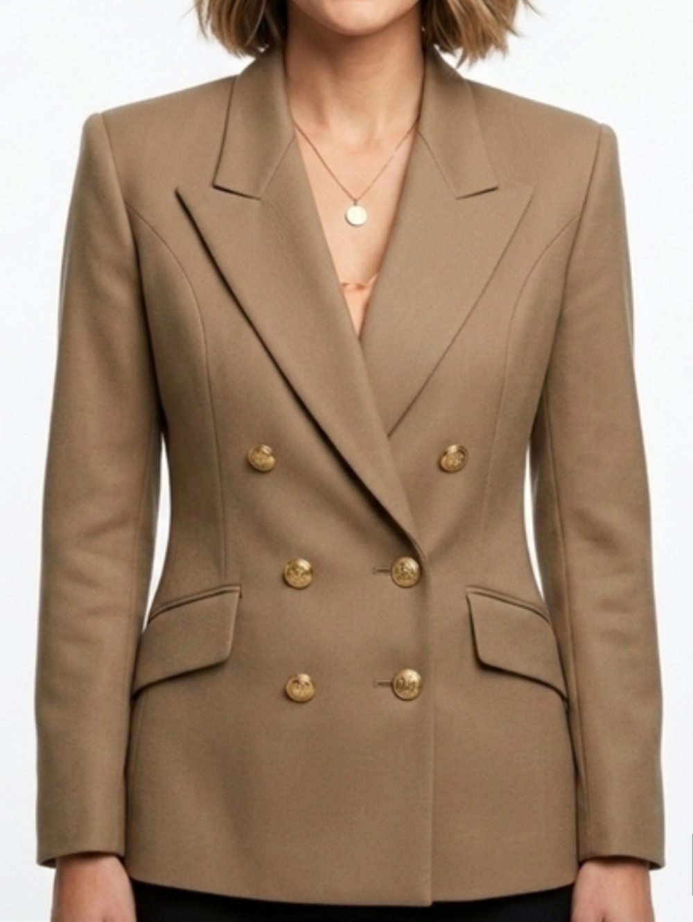Hernando Trujillo Ladies 100% Pure Wool Blazer Beige Brown Sz M